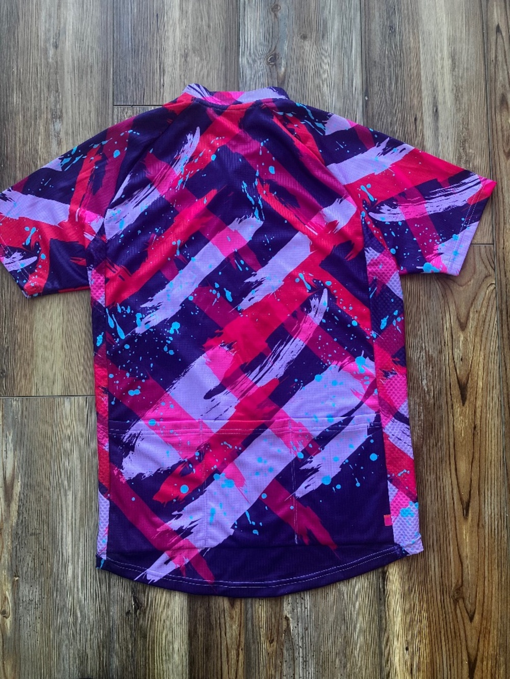 Terry Women's Large Cycling Jersey Full Zip Pink Purple Artistic Back Pocket NWT - Picture 4 of 7